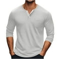 thumbnail image 1 of YYDGH Men's Henley Shirts Long Sleeve Button Solid Color T-Shirts Casual Lightweight Loose Fit Fall Pullover Tops Silver 3XL, 1 of 4
