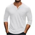 thumbnail image 1 of YYDGH Men's Henley Shirts Long Sleeve Button Solid Color T-Shirts Casual Lightweight Loose Fit Fall Pullover Tops White XL, 1 of 5