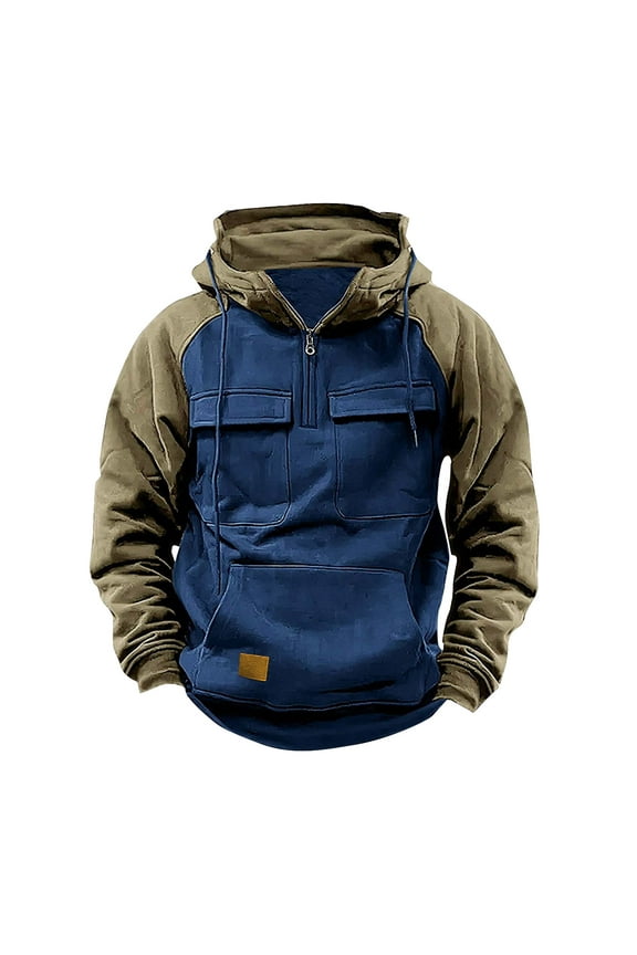 Men's Hoodies Long Sleeve Camo Hoodie Quarter Zip Pullover Men Tactical Jacket Sweatshirt Tactical Workout Sweatshirt