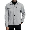 thumbnail image 1 of YYDGH Men's Jacket Long Sleeve Button Down Jackets Open Front Cardigan Overcoat Lightweight Casual Coat with Flap Pockets Gray L, 1 of 6