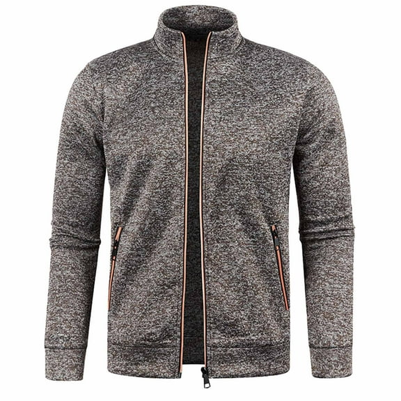YYDGH Men's Lightweight Full Zip Soft Fleece Jacket Outdoor Recreation Coat With Zipper Pockets(Coffee,L)