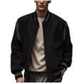 thumbnail image 1 of YYDGH Men's Lightweight Jacket Casual Spring Fall Windbreaker Bomber Zip Up Coat Loose Fit Solid Color Tops With Pocket Black XL, 1 of 6