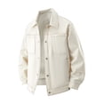 thumbnail image 1 of YYDGH Men's Lightweight Jacket Long Sleeve Button Down Shirts Jackets Casual Lapel Solid Color Coat with Pockets White 4XL, 1 of 8