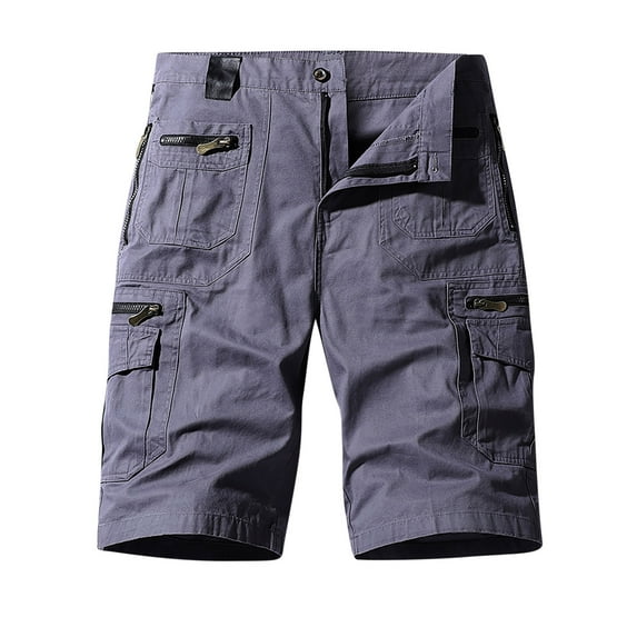 YYDGH Men's Lightweight Multi Pocket Cotton Casual Cargo Shorts Outdoor Twill Camo Shorts with Zipper Pockets Dark Gray 3XL