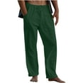 thumbnail image 1 of YYDGH Men's Linen Cotton Pants Elastic Drawstring Waist Trousers Casual Loose Fit Straight Leg Solid Color Lightweight Pants, 1 of 5
