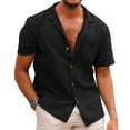 thumbnail image 1 of YYDGH Men's Linen Shirts Short Sleeve Button Down Shirt for Men Fashion Casual Summer Beach Shirt Black M, 1 of 6