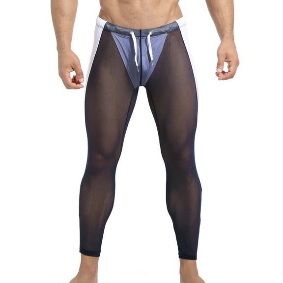 YYDGH Men's Mesh Yoga Pants See Through Tight Leggings Drawstring Stretchy Capris Sports Shapewear Underwear