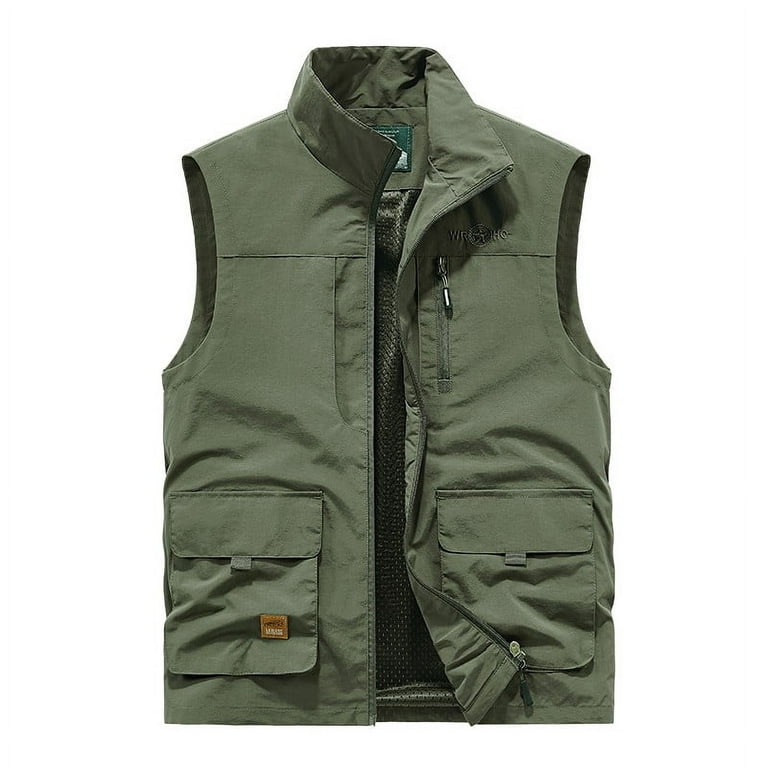 YYDGH Men's Outdoor Fishing Vest Casual Work Cargo Vests Lightweight  Waistcoat Vest with Pockets Fall Photography Tour Coats