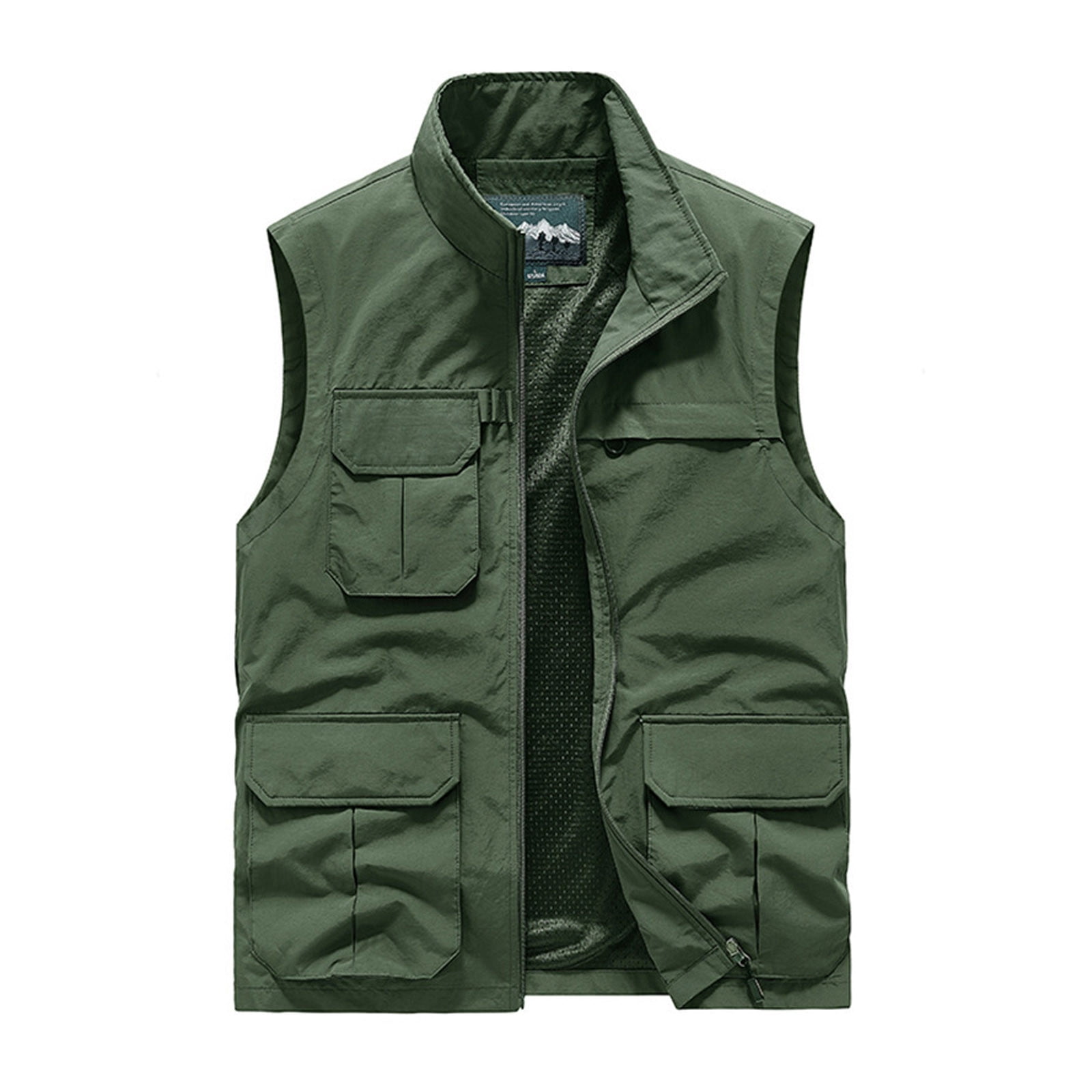 Yydgh Men's Outdoor Fishing Vest Casual Work Cargo Vests Lightweight Waistcoat Vest with Pockets Fall Photography Tour Coats, Size: 4XL, Green
