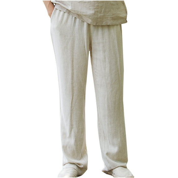 YYDGH Men's Pants Casual Loose Lounge Pants High Waisted Sports Athletic Solid Color Wide Leg Yoga Sweatpants with Pockets