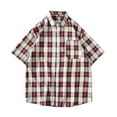 thumbnail image 1 of YYDGH Men's Plaid Short Sleeve Button Down Shirts Casual Cotton Classic Dress Shirts with Pocket Red XXL, 1 of 4