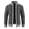 thumbnail image 1 of YYDGH Men's Plus Size Cardigan Sweaters Stand Collar Full Zip Up Slim Fit Cable Knit Sweater Casual Sweater Winter Warm with Pockets Dark Gray L, 1 of 8