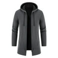 thumbnail image 1 of YYDGH Men's Plus Size Wool Blend Jacket Winter Warm Knit Thicked Overcoats Casual Slim Fit Medium Long Plush Fleece Hooded Coats(Dark Gray,XXL), 1 of 4