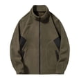 thumbnail image 1 of YYDGH Men's Polar Fleece Jacket Lightweight Full Zip Jackets Outdoor Hiking Casual Soft Warm Coat With Pockets Army Green 3XL, 1 of 5