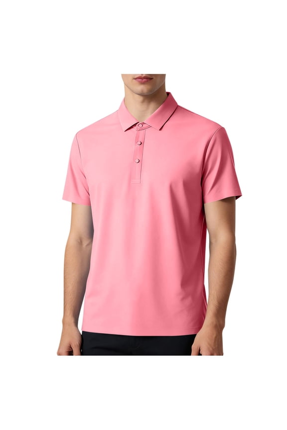 Men's Polo Shirts 3 Buttons Casual Work T Shirts Quick Dry Short Sleeve Collared Outdoor Performance Golf Shirt