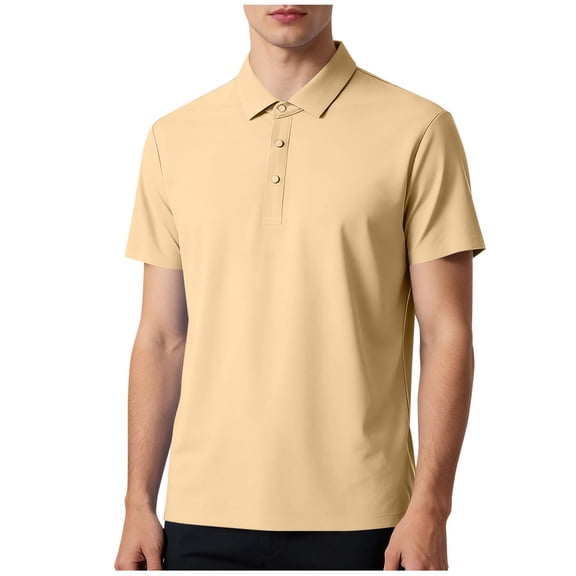 YYDGH Men's Polo Shirts 3 Buttons Casual Work T Shirts Quick Dry Short Sleeve Collared Outdoor Performance Golf Shirt