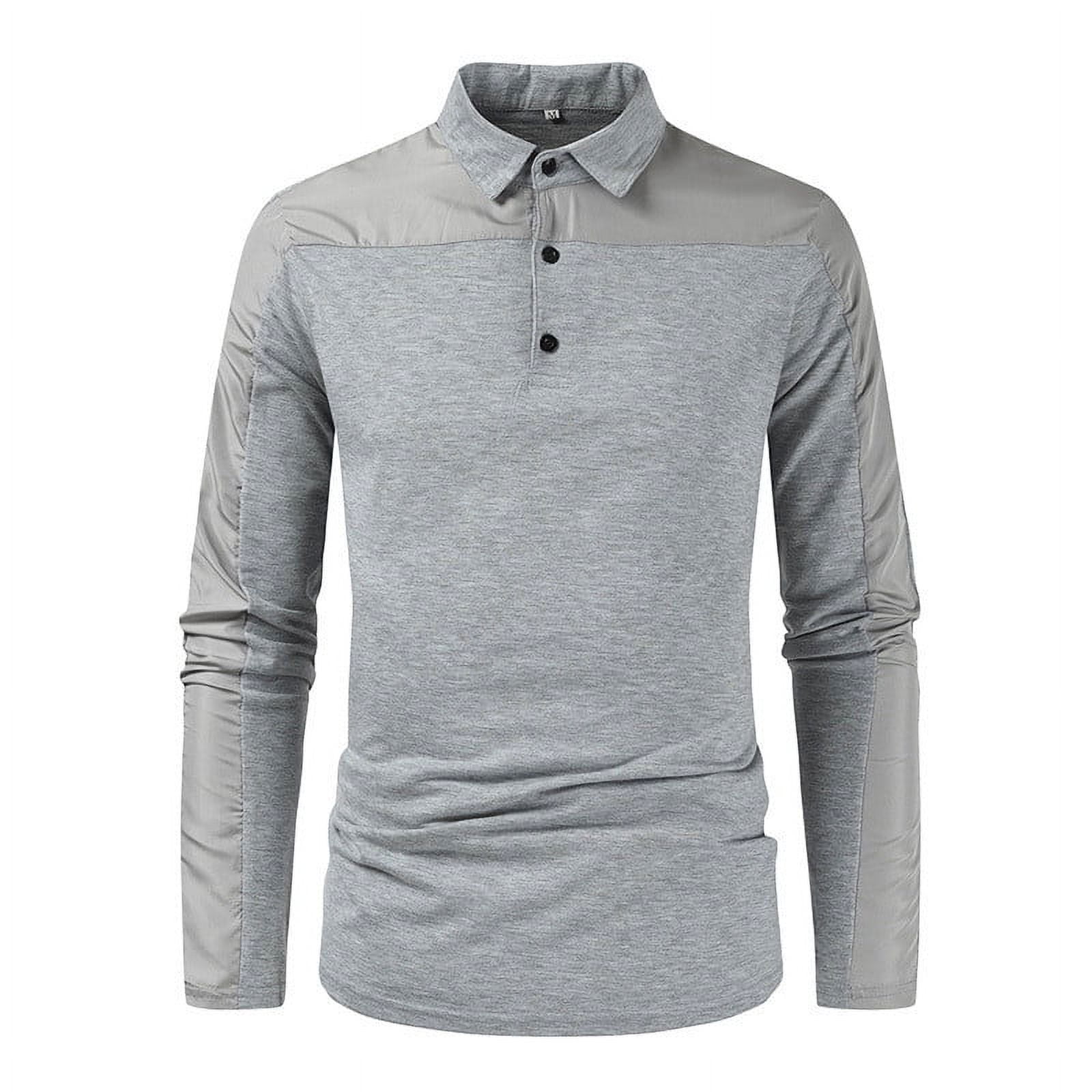 YYDGH Men's Polo Shirts Long Sleeve Cotton Solid Color Shirt