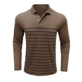 thumbnail image 1 of YYDGH Men's Polo Shirts Long Sleeve Striped Sweatshirt Fashion Casual Loose Fit Fall Classic Button Up Athletic Stylish Golf Shirts, 1 of 1
