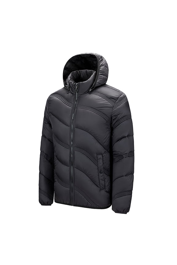 Men's Puffer Jacket Lightweight Hooded Waterproof Packable Windproof Outerwear Winter Puffy Jackets Coat Black XL