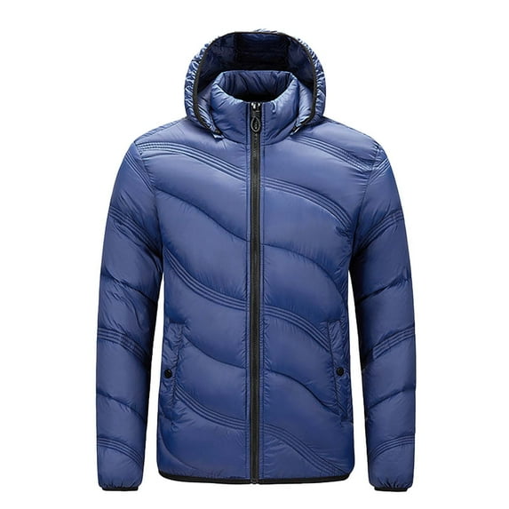 YYDGH Men's Puffer Jacket Lightweight Hooded Waterproof Packable Windproof Outerwear Winter Puffy Jackets Coat Blue L