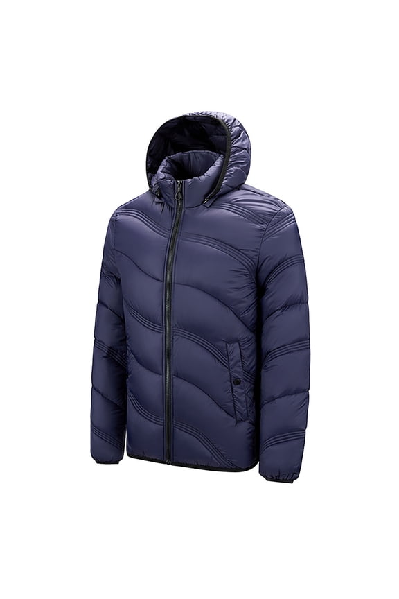 Men's Puffer Jacket Lightweight Hooded Waterproof Packable Windproof Outerwear Winter Puffy Jackets Coat Dark Blue M