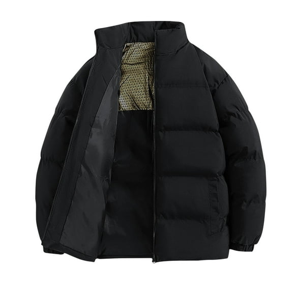 YYDGH Men's Puffer Jacket Waterproof Winter Parka Jacket Warm Thicken Ski Coat Stand Collar Full Zipper Tops Black 3XL