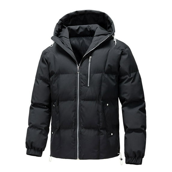 YYDGH Men's Puffer Jacket with Hood Padded Thickened Warm Winter Quilted Down Coats Outdoor Ski Outerwear Black 4XL