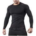 thumbnail image 1 of YYDGH Men's Raglan Long Sleeve Compression Shirts Casual Slim Fitted Crewneck Pullover Tops Athletic Workout T Shirt Z-Black S, 1 of 6