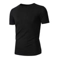 thumbnail image 1 of YYDGH Men's Ribbed Knit T-Shirts Summer Short Sleeve Casual Crewneck Slim Fitted Textured Pullover Tees Stretch Basic Tops, 1 of 9