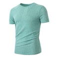 thumbnail image 1 of YYDGH Men's Ribbed Knit T-Shirts Summer Short Sleeve Casual Crewneck Slim Fitted Textured Pullover Tees Stretch Basic Tops, 1 of 9