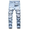 thumbnail image 1 of YYDGH Men's Ripped Distressed Destroyed Straight Fit Denim Jeans Slim Fashion Stretch Jeans Pants Streetwear Trousers, 1 of 9
