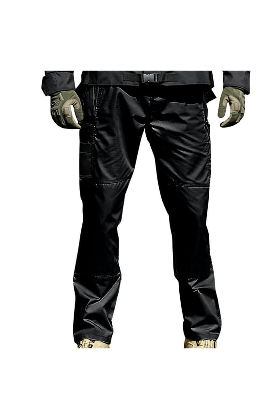 Men's Ripstop Cargo Pants Lightweight Cotton Outdoor Hiking Pants with Multi Pockets Casual Loose Fit Work Trousers