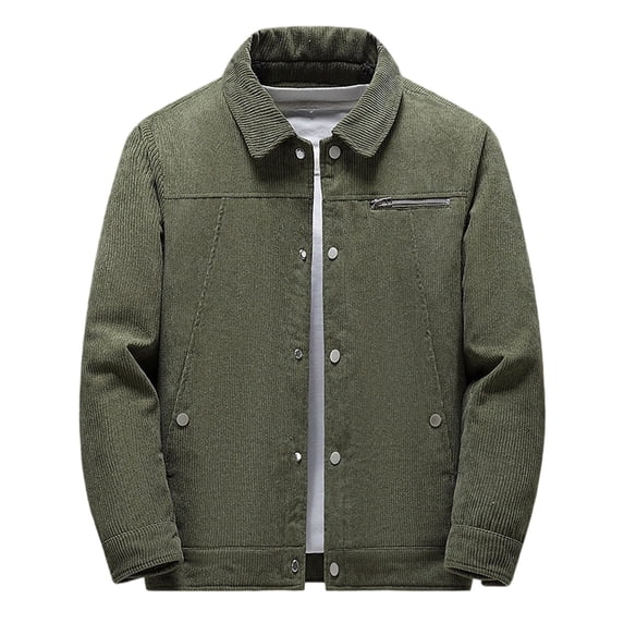 YYDGH Men's Sherpa Lined Corduroy Jacket Casual Thickened Winter Warm Fleece Jacket Coat Army Green 5XL