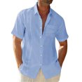 thumbnail image 1 of YYDGH Men's Shirts Short Sleeve Button Down Shirts Solid Color Summer Casual Beach Shirts Blue XL, 1 of 6