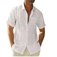 thumbnail image 1 of YYDGH Men's Shirts Short Sleeve Button Down Shirts Solid Color Summer Casual Beach Shirts White M, 1 of 5