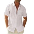 thumbnail image 1 of YYDGH Men's Shirts Short Sleeve Button Down Shirts Solid Color Summer Casual Beach Shirts White XL, 1 of 5
