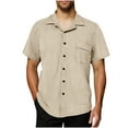 thumbnail image 1 of YYDGH Men's Short Sleeve Button Down Shirt Casual Summer Beach Vacation Textured Shirts with Pocket, 1 of 7
