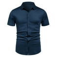 thumbnail image 1 of YYDGH Men's Short Sleeve Button Down Shirts Slim Fit Stretch Wrinkle Free Dress Shirts Formal Wedding Prom Casual Shirt, 1 of 6