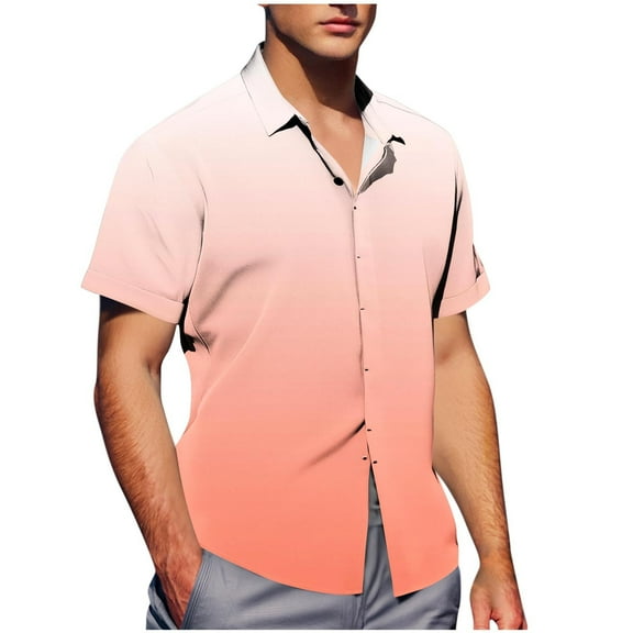 YYDGH Men's Short Sleeve Button Down Shirts Summer Beach Vacation Tops Lightweight Casual Loose Blouse