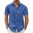 thumbnail image 1 of YYDGH Men's Short Sleeve Dress Shirts Stretch Casual Button Down Shirts Summer Solid Color Formal Shirt, 1 of 6