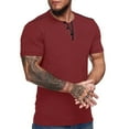 thumbnail image 1 of YYDGH Men's Short Sleeve Henley T Shirts Casual Slim Fit Summer Basic Plain Beefy Tee Shirts Red M, 1 of 4