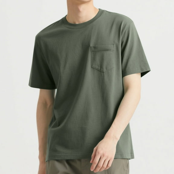 YYDGH Men's Short Sleeve T-Shirt Summer Crewneck Basic Shirts Casual Loose Lightweight Tee Tops with Pocket