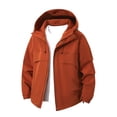 thumbnail image 1 of YYDGH Men's Softshell Jacket Lightweight Waterproof Hooded Insulated Rain Jacket Windbreaker for Hiking & Travel Orange XL, 1 of 5
