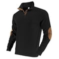 thumbnail image 1 of YYDGH Men's Stand Collar Sweatshirt Vintage Fleece Long Sleeve Button Up Pullover Tops Casual Cable Knit Fall Polo Sweaters Black 3XL, 1 of 7