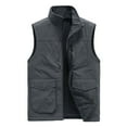 thumbnail image 1 of YYDGH Men's Stand Collar Zip Up Plush Vest Male Casual Solid Fleece Vest Coat Sleeveless Plus Size Jacket with Pockets Gray L, 1 of 4