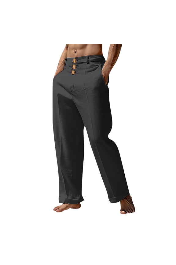 Men's Straight Leg Pants Solid Color Harem Pants Casual Comfy Lightweight Trousers Loose Fit Lounge Pants