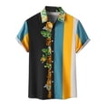 thumbnail image 1 of YYDGH Men's Striped Button Down Shirts Casual Short Sleeve Hawaiian Summer Beach Shirt Yellow Black M, 1 of 7