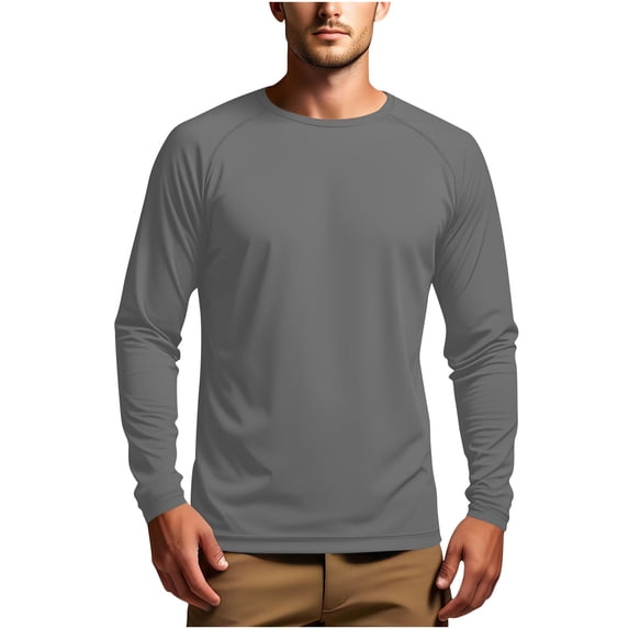 YYDGH Men's Sun Protection Shirts Quick Dry Long Sleeve Rash Guard Swim T-Shirts Lightweight Moisture Wicking Running Athletic Tops Dark Gray S