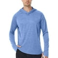 thumbnail image 1 of YYDGH Men's Sun Protection Shirts UPF 50+ Long Sleeve Hoodie with 2 Pockets UV SPF Lightweight Hiking Rash Guard Shirts Blue L, 1 of 6