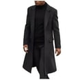 thumbnail image 1 of YYDGH Men's Trench Coat Wool Blend Slim Fit Top Coat Single Breasted Business Overcoat Fall Thermal Long Sleeve Tops Black 3XL, 1 of 8